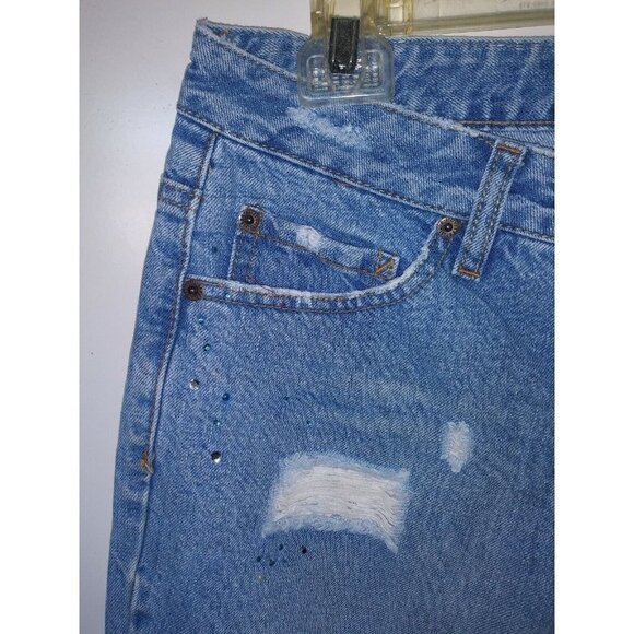 Aeropostale Womens cropped jeans Sz 9/10R distressed raw hem bootcut Flare EUC - Picture 4 of 7
